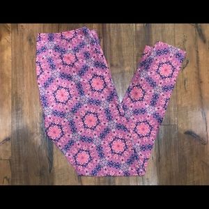 Lularoe TC Leggings Pink/Blue Geometric Design